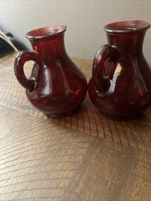 AVON CAPE COD RUBY RED SYRUP SMALL 3 3/4" HIGH NO STOPPER EXC Set Of 2 - Thumbnail 3
