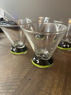 Halloween Monster Eyes Glasses Lot Of 4 Kleiner Feigling Vodka Spooky Barware