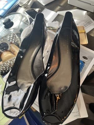 antonio melani black flats toe cutout gloss 10 medium - Thumbnail 5