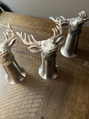 3 Jägermeister Stag Head Shot Glasses Metal - Thumbnail 2