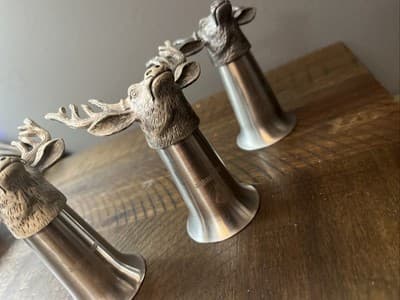 3 Jägermeister Stag Head Shot Glasses Metal - Thumbnail 3