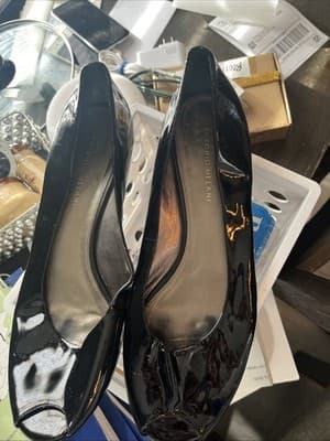 antonio melani black flats toe cutout gloss 10 medium - Thumbnail 3