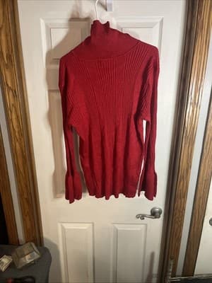 Womens Ashley Stewart Size 26 Or 3XL red Sweater Turtleneck Rayon/poly Sleeves - Thumbnail 3