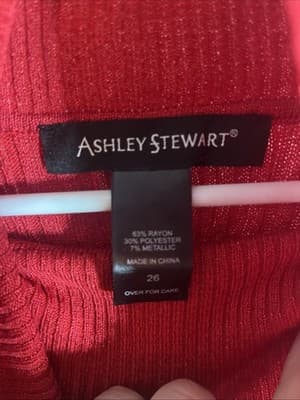 Womens Ashley Stewart Size 26 Or 3XL red Sweater Turtleneck Rayon/poly Sleeves - Thumbnail 2