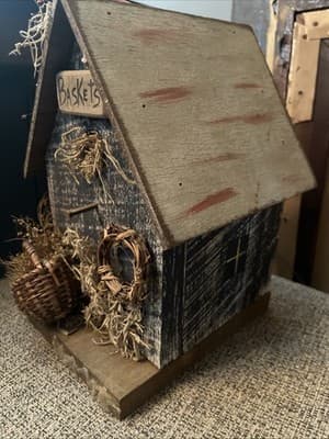 Detailed Handmade Birdhouse With Woven Baskets And A Cardinal On Top - Thumbnail 3