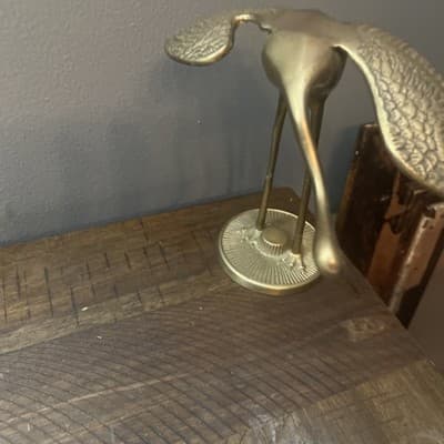 Brass Crane Bird Figurine Vintage Mid Century Heron Egret Statue - Thumbnail 3