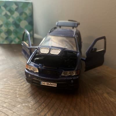 6" BMW X5 1/32 2000's Dark Blue Truck S5 SUV Diecast Loose Car - Thumbnail 5