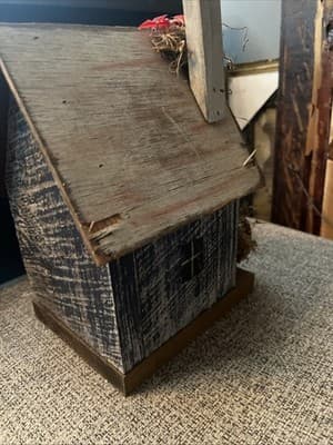 Detailed Handmade Birdhouse With Woven Baskets And A Cardinal On Top - Thumbnail 5