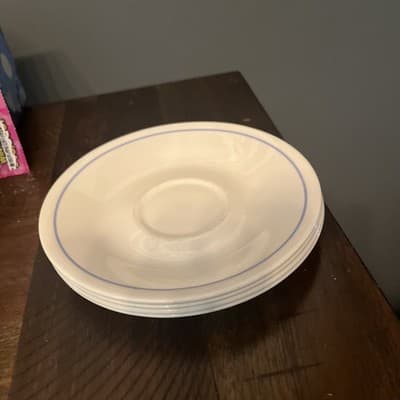 Vintage Corelle Blue Line Saucer/Small Plate 6.25”Diameter -4 pieces Collectible - Image 1