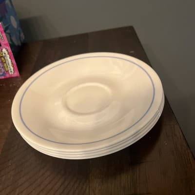 Vintage Corelle Blue Line Saucer/Small Plate 6.25”Diameter -4 pieces Collectible - Thumbnail 2