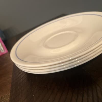 Vintage Corelle Blue Line Saucer/Small Plate 6.25”Diameter -4 pieces Collectible - Thumbnail 4