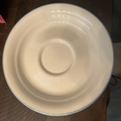 Corelle Symphony Ivory Cream With Blue Rim Saucers Set of 5 Vintage 6 1/4” D - Thumbnail 2