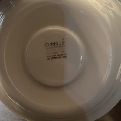Corelle Symphony Ivory Cream With Blue Rim Saucers Set of 5 Vintage 6 1/4” D - Thumbnail 3