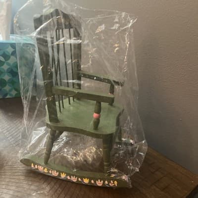 Barbie Rocking Chair - Green - Barbie Doll Fashion Mattel Articulation OOAK - Thumbnail 3