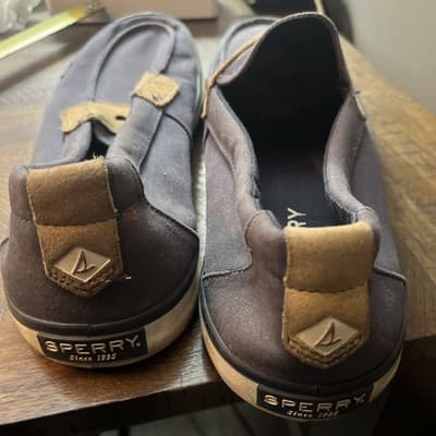 mens sperry top sider memory Foam Navy Loafers With Brown Accent 11.5 - Thumbnail 2