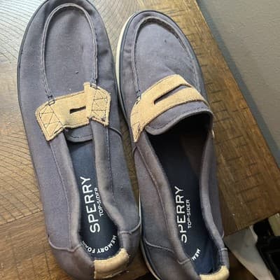 mens sperry top sider memory Foam Navy Loafers With Brown Accent 11.5 - Image 1