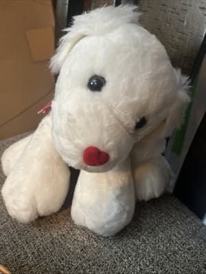Vintage 2002 New Adventures Valentine’s Day stuffed white puppy dog That Talks - Image 1