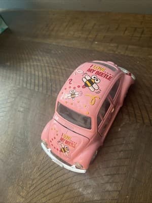 VW Bug Car Toy Die Cast Metal Volkswagen Pullback Friction I Love My Beetle Cake - Thumbnail 2