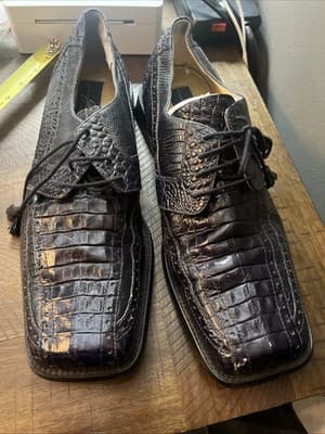 Giorgio Brutini Genuine Snake Skin Leather Mens Size 13 Dress Shoes Black - Thumbnail 6
