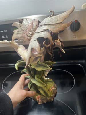 14” Fantasy Fairy sitting on the Daylily Flower figurine statues - Thumbnail 5