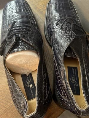 Giorgio Brutini Genuine Snake Skin Leather Mens Size 13 Dress Shoes Black - Thumbnail 2