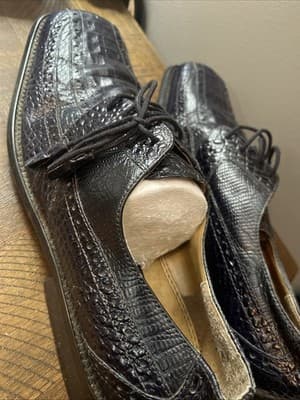 Giorgio Brutini Genuine Snake Skin Leather Mens Size 13 Dress Shoes Black - Image 1