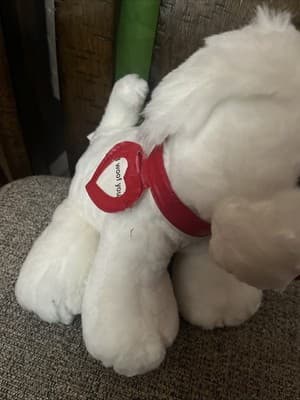 Vintage 2002 New Adventures Valentine’s Day stuffed white puppy dog That Talks - Thumbnail 2