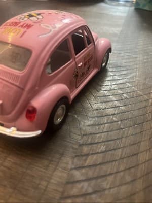 VW Bug Car Toy Die Cast Metal Volkswagen Pullback Friction I Love My Beetle Cake - Thumbnail 4