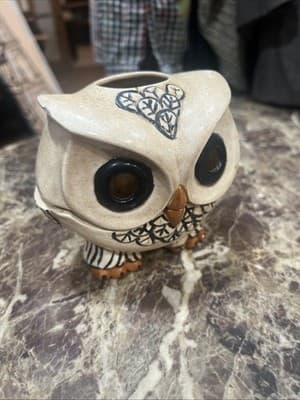 Unique Ceramic OWL Figurine Candle Holder 4" x 3" and 3.7" tall