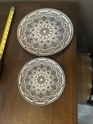 Royal Norfolk Black/White Art Deco 10 1/2” Dinner/Serving And 7 In Salad Plate
