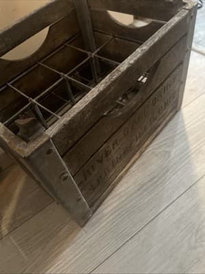 Rare Vintage River Dale Dairy Crate wood box metal Brock Hall Dairy 1960s *READ - Thumbnail 4