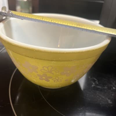 Vintage Pyrex #401 Spring Blossom Green Crazy Daisy 1.5 Pint Nesting Mixing Bowl - Thumbnail 3