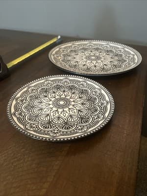 Royal Norfolk Black/White Art Deco 10 1/2” Dinner/Serving And 7 In Salad Plate - Thumbnail 2