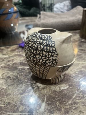 Unique Ceramic OWL Figurine Candle Holder 4" x 3" and 3.7" tall - Thumbnail 3