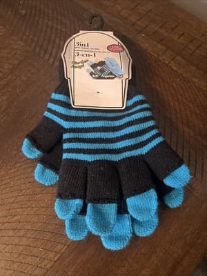 Juncture Texting Gloves Blue & Lt. Gray Size Small - Medium Hand New FS