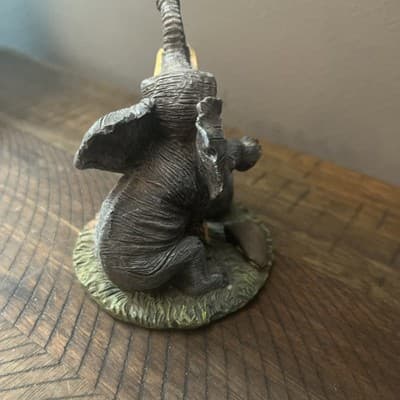 Vintage Epoxy Mother And Baby African Elephant 4" Tall 3.25" Wide - Thumbnail 4