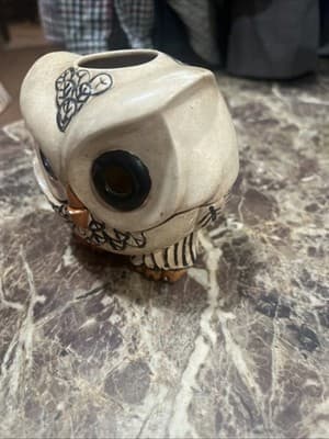 Unique Ceramic OWL Figurine Candle Holder 4" x 3" and 3.7" tall - Thumbnail 4