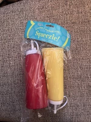 Ketchup Mustard Plastic Squeeze Bottle Dispenser Condiment Yellow & Red