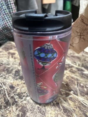 Starbucks Barista Travel Mug Red Ornaments Holiday Christmas 2001 8 Oz - Image 1