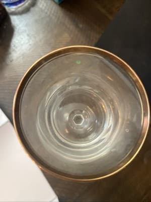 Wheaton TS101 Full Lead Crystal Wine Glass 8” Tall With Gold Ring Around Rim - Thumbnail 2