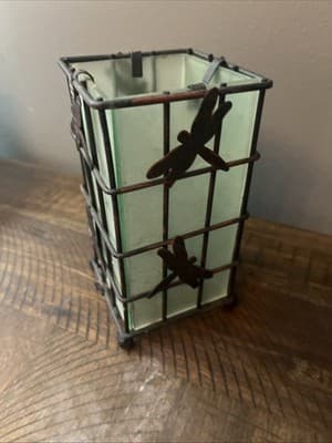 CKG Metal Glass Candle Holder Dragonfly Design READ SEE PHOTOS - Image 1