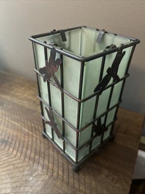 CKG Metal Glass Candle Holder Dragonfly Design READ SEE PHOTOS - Thumbnail 4
