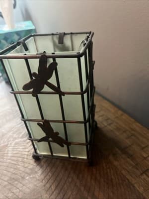 CKG Metal Glass Candle Holder Dragonfly Design READ SEE PHOTOS - Thumbnail 2