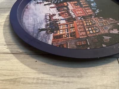 Decorative Tray with Winter Scene 12" Round - Thumbnail 2