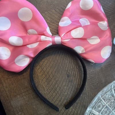 Minnie Mouse Disney Pink White Polka Dot Headband Disneyland Dress Up - Thumbnail 2