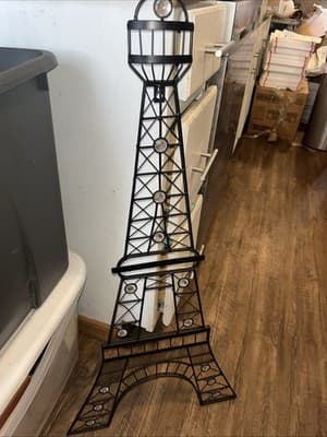 Black Metal Eiffel Tower Wall Hanging with Gems Home Decor. 36.5” Tall Bebegirls - Image 1