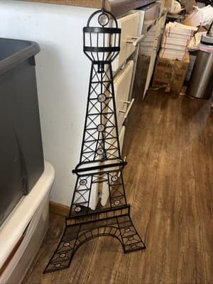 Black Metal Eiffel Tower Wall Hanging with Gems Home Decor. 36.5” Tall Bebegirls - Thumbnail 2