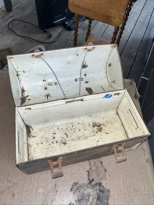 Vintage Black Metal Lunchbox Toolbox Rustic Industrial Patina - Thumbnail 2