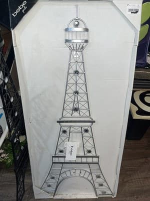Metal Eiffel Tower Wall Hanging with Gems Home Decor. 36.5” Inches Tall Bebe NWT - Thumbnail 2