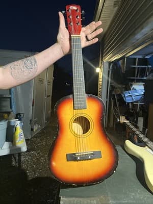 Vintage Century Hand Made Acoustic Beginner Guitar Wood Sunburst Good Condition - Image 1